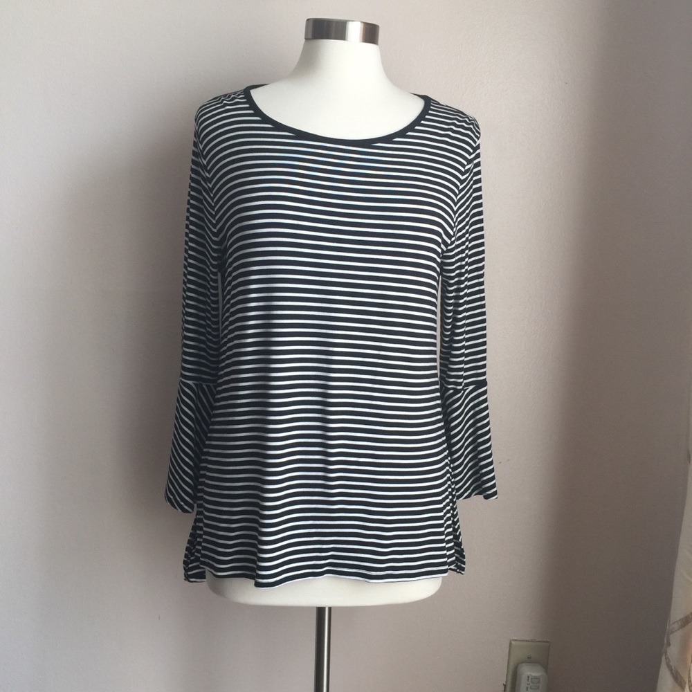 NWT Cable & Gauge Striped Bell Sleeve Top Size XL